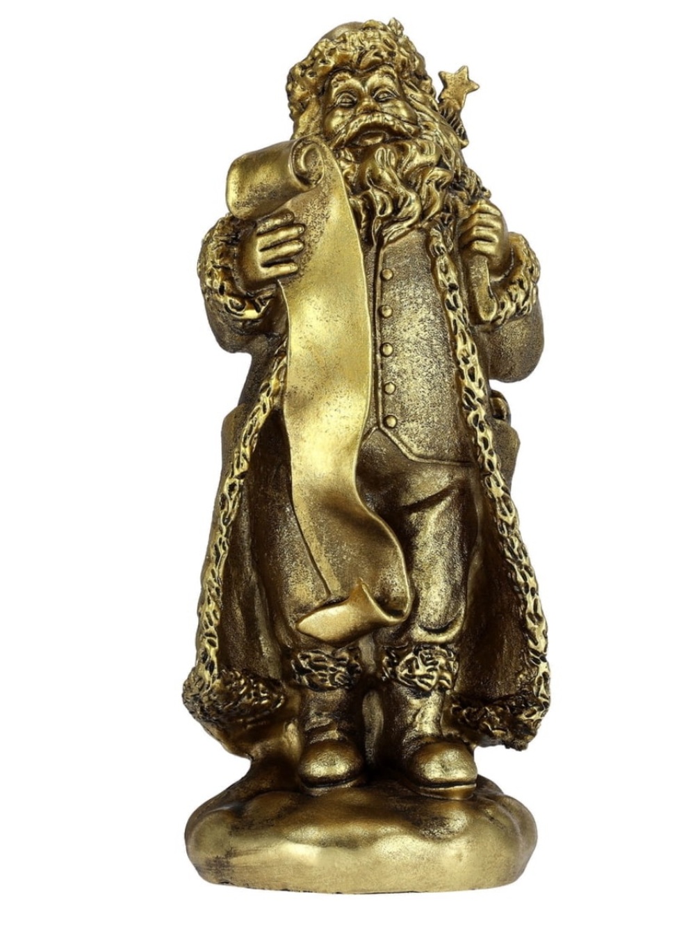 Santa Checks His List Christmas Decoration, Gold, 11.8", by Holiday Time